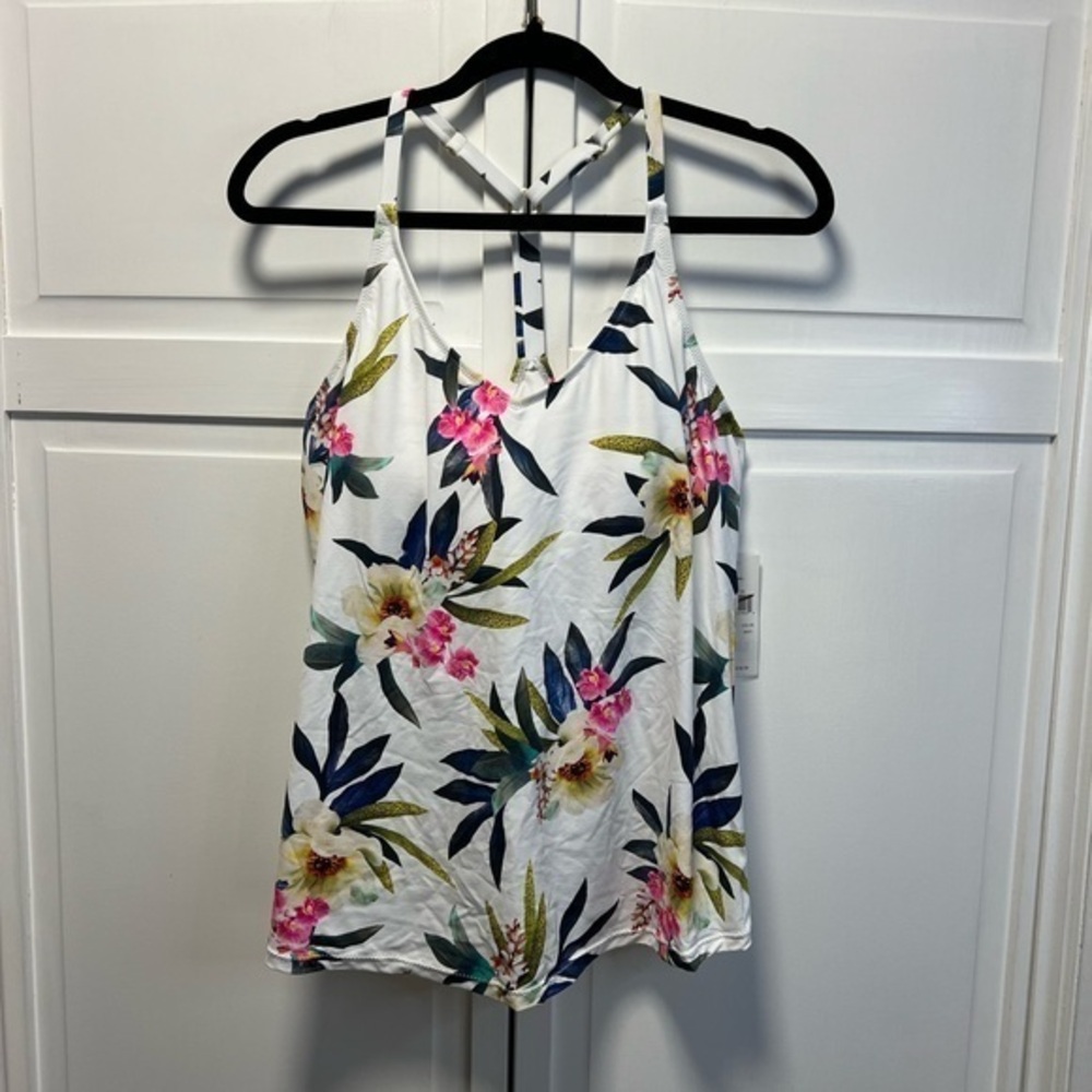NWT Leilami Floral Racerback Tankini Top Size Women’s 10 Multicolor